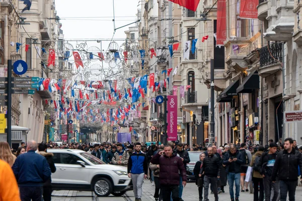 Istiklal Busy Street Istanbul Full People — Stockfoto