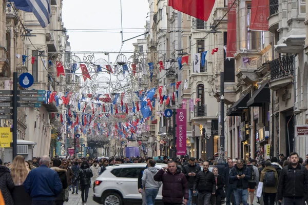 stock image Istiklal Busy Street of Istanbul full of people