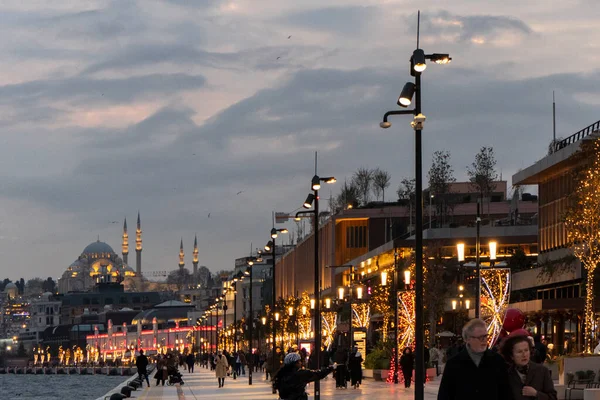 Night View Istanbul Famous Mosque — Fotografia de Stock
