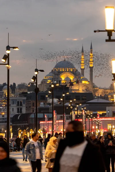 Night View Istanbul Famous Mosque — Stok fotoğraf