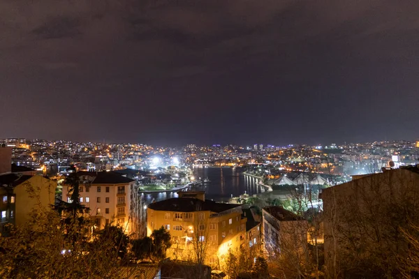 Istanbul Golden Horn View Noci — Stock fotografie
