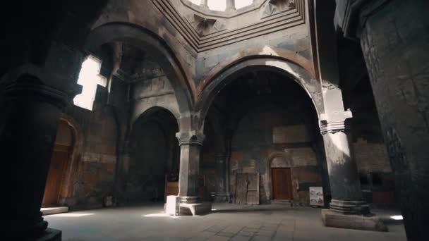 Provincia Aragatsotn Armenia Aprile 2022 Interno Del Monastero Hovhannavank Panning — Video Stock