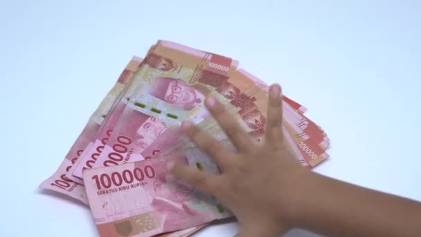 Indonesisch Rupiah Geld Business Economy Concept Loopable Naadloze Achtergrond Indonesiëvaluta — Stockvideo
