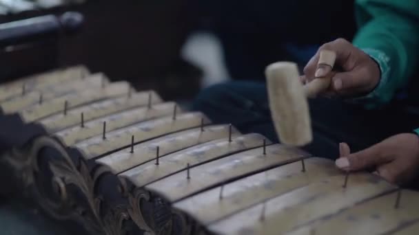 Gamelan Είναι Ένα Από Παραδοσιακά Μουσικά Όργανα Στην Ινδονησία Που — Αρχείο Βίντεο