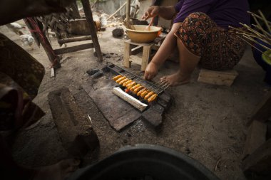 Lombok Endonezya 'dan geleneksel Tanjung yemekleri