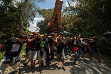 TANA TORAJA, SULAWESI, İNDONEZYA - 26 Kasım 2016: Tana Toraja, Sulawesi, Endonezya 'da cenaze töreni