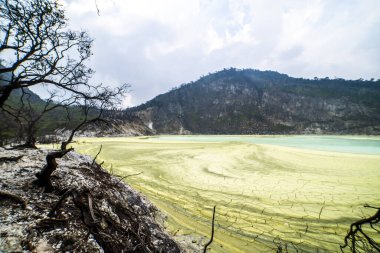 Ciwidey West Java 'daki Kawah Putih Krateri Gölü, Bandung Endonezya