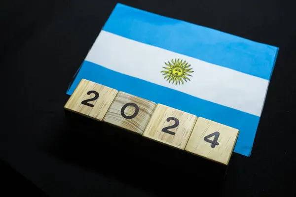 2024, Argentina, Argentina flag with date block, Concept, Important events for Argentina in the new year, election, economy, social activities, central bank, Argentina foreign policy