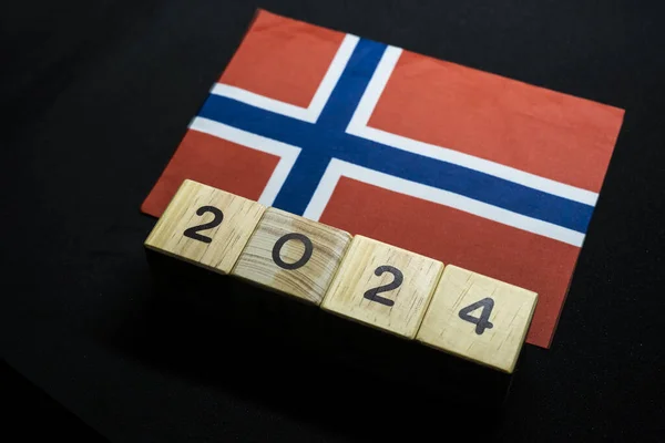 2024, Norway, Norway flag with date block, Concept, Important events for Norway in the new year, election, economy, social activities, central bank, Norway foreign policy