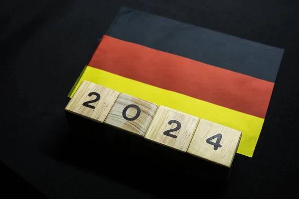2024 Jerman Bendera Jerman Dengan Blok Tanggal Konsep Acara Penting Stok Foto