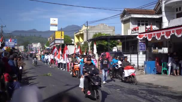 Ciwidey Bandung Indonezja Sierpnia 2023 Żywa Parada Indonezyjskiej Niepodległości Sierpnia — Wideo stockowe