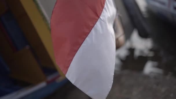 Красно Белый Флаг Индонезии — стоковое видео