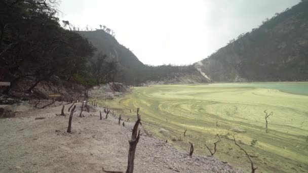 Jezioro Krater Kawah Putih Ciwidey West Java Bandung Indonezja — Wideo stockowe