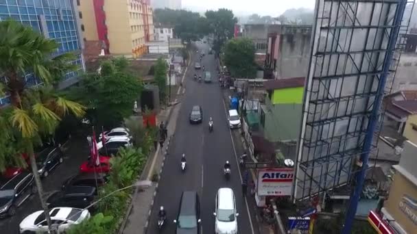 Bandung Indonesien December 2017 Flygfoto Jalan Cihampelas Bandung Morgonen — Stockvideo