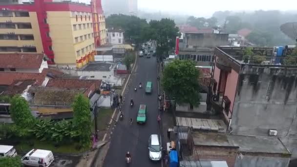 Bandung Indonesien December 2017 Flygfoto Jalan Cihampelas Bandung Morgonen — Stockvideo