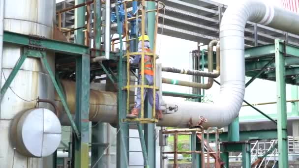 Menschen Die Dampfbereich Eines Wärmekraftwerks Arbeiten — Stockvideo