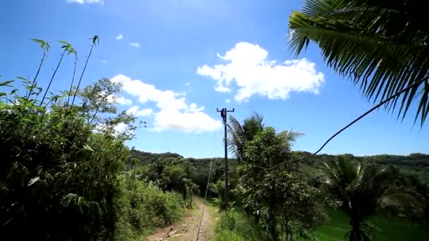 Cianjur Indonezya Ekim 2015 Uzak Bölgelerde Elektrik Direklerinin Kabloların Inşasına — Stok video