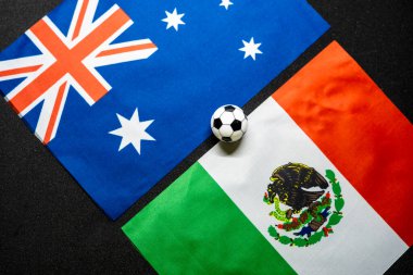 Australia vs Mexico, Football match with national flags clipart