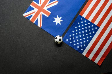 Australia vs USA, Football match with national flags clipart