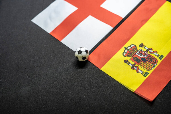 Spain vs England, Football match with national flags