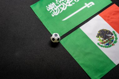 Suudi Arabistan Meksika 'ya karşı, ulusal bayraklarla futbol maçı