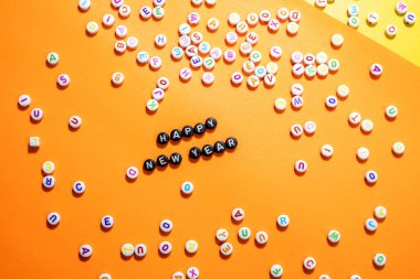 Renkli özgeçmişe sahip Mutlu Yeni Yıl Sözcükleri kavramı