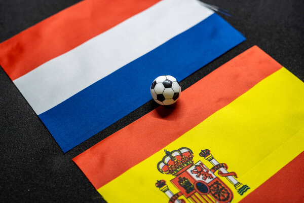Netherlands vs Spain, Football match with national flags