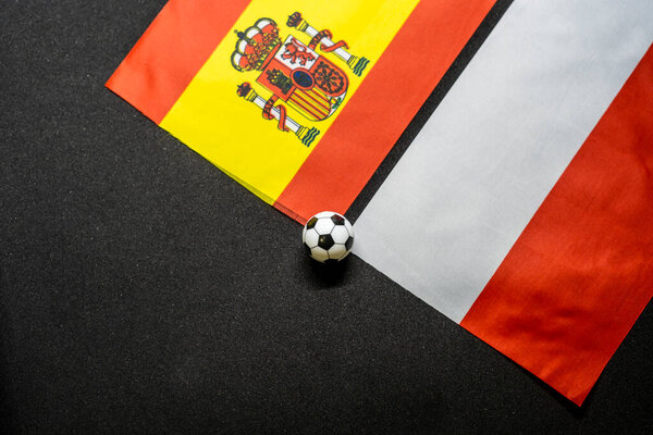 Spain vs Poland, Football match with national flags