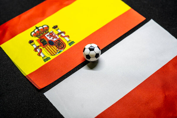 Spain vs Poland, Football match with national flags