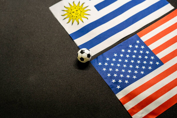 Uruguay vs USA, Football match with national flags