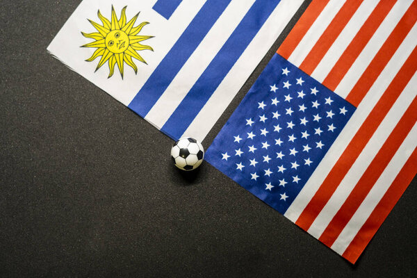 Uruguay vs USA, Football match with national flags