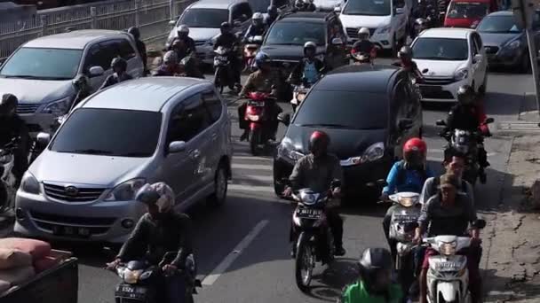 Jakarta Indonesia Března 2016 Silniční Zácpa Jakartě Plná Veřejné Dopravy — Stock video