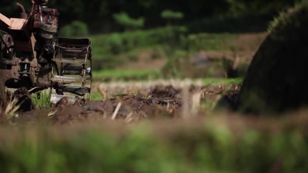 Фермери Плутають Поля Використанням Тракторних Машин — стокове відео