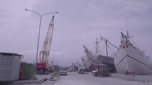 Sunda Kelapa Jakarta Indonesia January 2017 Aktivitas Sibuk Pelabuhan Pada — Stok Video