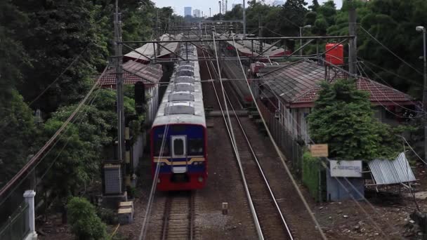 Jakarta Indonezya Ekim 2017 Cakarta Daki Bir Tren Istasyonunun Gün — Stok video