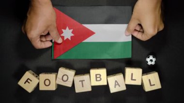 Jordan bayrağı ve futbol unvanı. futbol konsepti