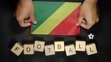 Futbol unvanlı Kongo Cumhuriyeti bayrağı. futbol konsepti