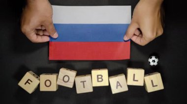 Futbol unvanlı Rusya bayrağı. futbol konsepti