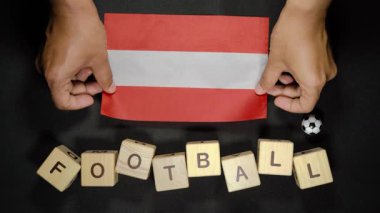 Avusturya bayrağı ve futbol unvanı. futbol konsepti