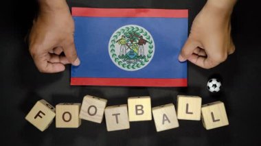 Belize bayrağı futbol unvanı ile. futbol konsepti