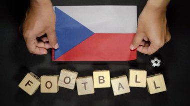 Futbol unvanlı Çek bayrağı. futbol konsepti