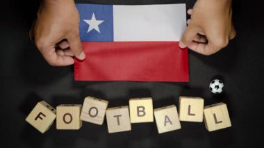 Futbol unvanlı Şili bayrağı. futbol konsepti