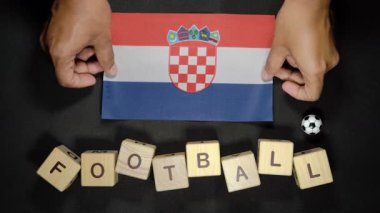 Futbol unvanlı Hırvatistan bayrağı. futbol konsepti