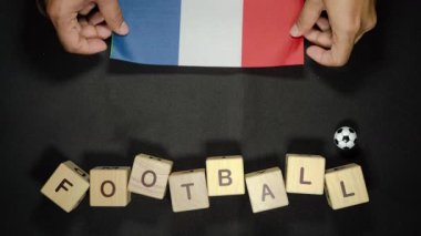 Futbol unvanlı Fransa bayrağı. futbol konsepti