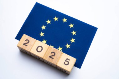 2025, Avrupa Birliği, Avrupa Birliği bayrağı Avrupa Birliği için yeni yıl, seçim, ekonomi, sosyal faaliyetler, merkez bankası, Avrupa Birliği dış politikası, konsept, önemli etkinlikler