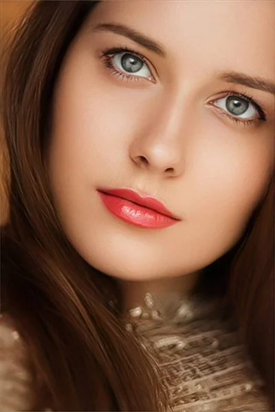 Schönheit Luxusmode Und Glamour Schöne Frau Gold Gekleidet Porträt — Stockfoto