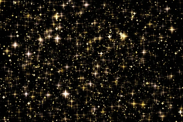 Zlatá Dovolená Třpyt Jiskřivé Překrytí Hvězdy Magické Záře Textury Černém — Stock fotografie