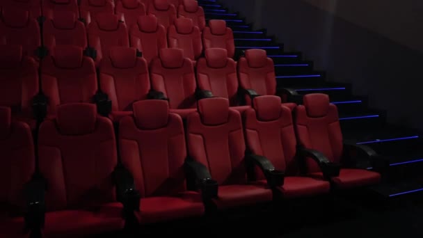 Cinema Entretenimento Assentos Vazios Cinema Vermelho Para Serviço Streaming Programas — Vídeo de Stock