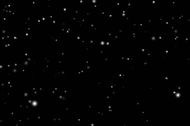 White snow overlay layer on black background, snowflakes bokeh and snowfall for Christmas and holiday design concept