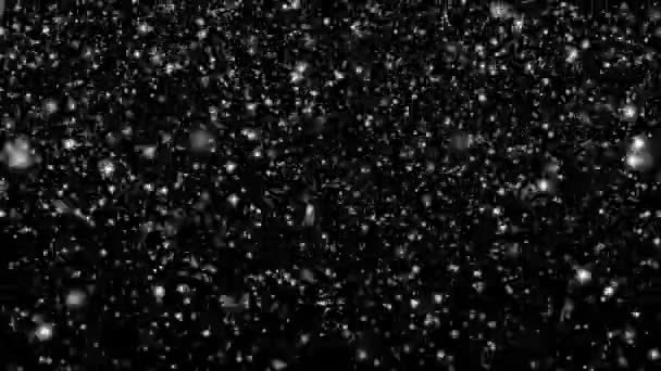 Winterurlaub Und Winterzeit Vfx Weiße Schneedecke Auf Schwarzem Hintergrund Schneeflocken — Stockvideo
